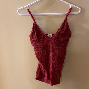 Scala red double layered cropped tank top - one size